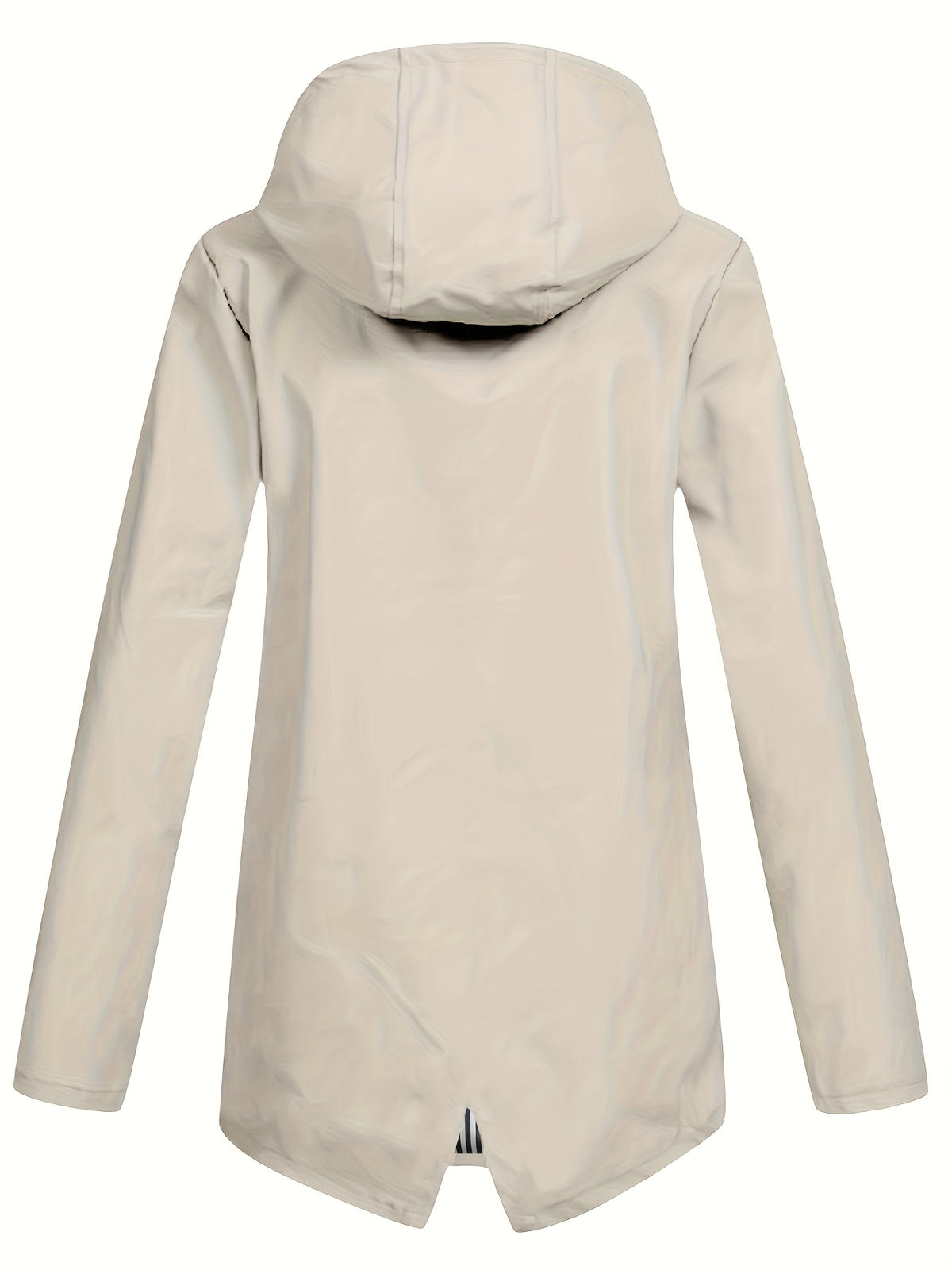 Autumn and Winter Striped Lined Hooded Windbreaker Jacket - Apricot