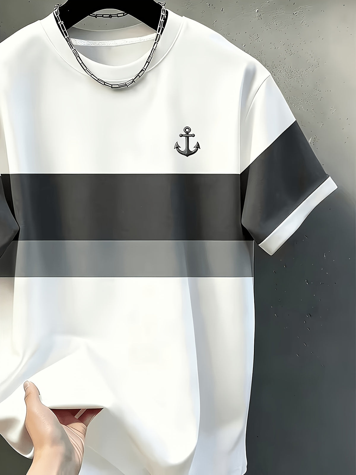 Men's Casual Crew Neck T-Shirt, Color Block Patchwork Pattern Design, Draped and Stylish Top, All-Season Wear, Breathable Regular Fit for Daily and Formal Outfits - Crew Neck Casual Top, Comfortable to Wear, Gift for Teens and Adults - Mixed colors