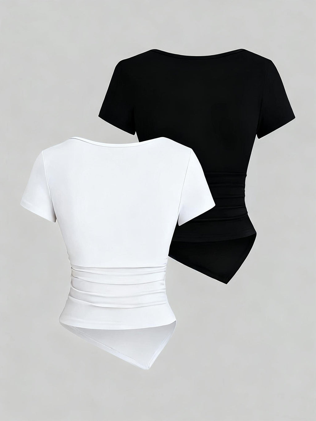 Spring And Summer Women'S Casual Two-Piece Set Featuring a Easy And Stylish T-Shirt - White + Black