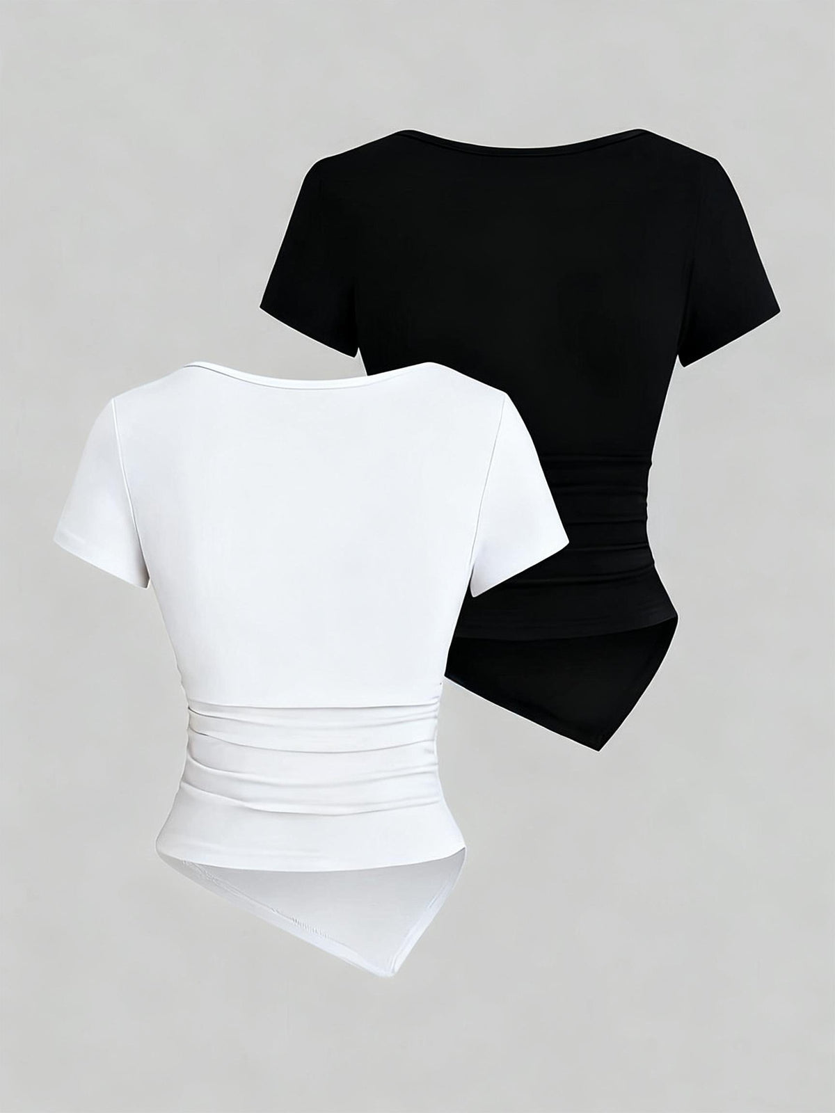 Spring And Summer Women'S Casual Two-Piece Set Featuring a Easy And Stylish T-Shirt - White + Black