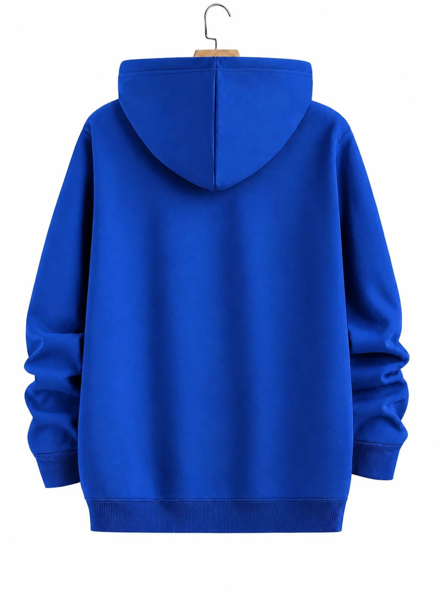 Men's Hoodie, Music Festival, Colorful Dripping Headphones Graphic, Pullover Sweatshirt, Streetwear Style, Casual Daily Wear Fall Winter, Front Print Design with Kangaroo Pocket And Drawstring Hood - Royal Blue