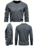 Men'S Spring And Autumn Thin Knitted Classic Solid Color Long-Sleeve T-Shirt 1pc, Casual Sports All-Match Inner Wear Men'S Long-Sleeve Tops - Dark Gray
