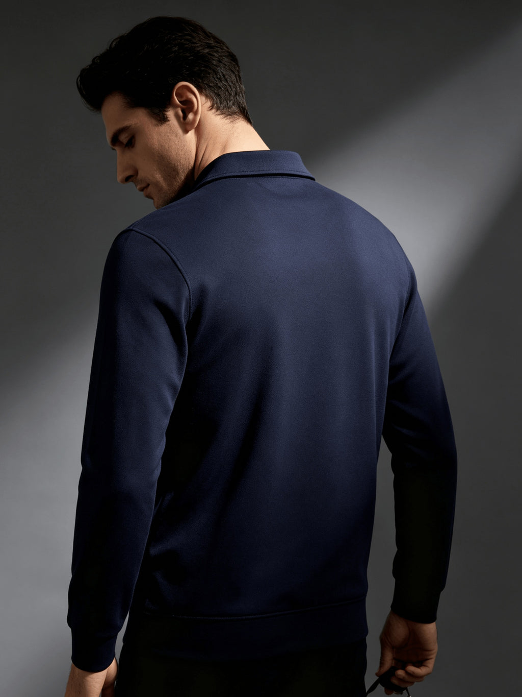 2026 New Men'S Long Sleeve Cargo Polo Sweatshirt, Double Pocket Lapel Design, Autumn Casual Commuter Pullover Top, Christmas Thanksgiving Gift for Boyfriend Husband - Dark Navy Blue