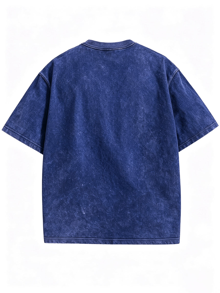 Warner Exclusive, Hip-Hop High Street "Mortal Kombat" Themed Print Design Men's Summer Loose Fit Crew Neck Commuter Short Sleeve T-Shirt, Versatile Styles, Loose Fit, Suitable for Summer Wear, Outdoor Activities, Fitness, Parties, Festivals - Royal blue color