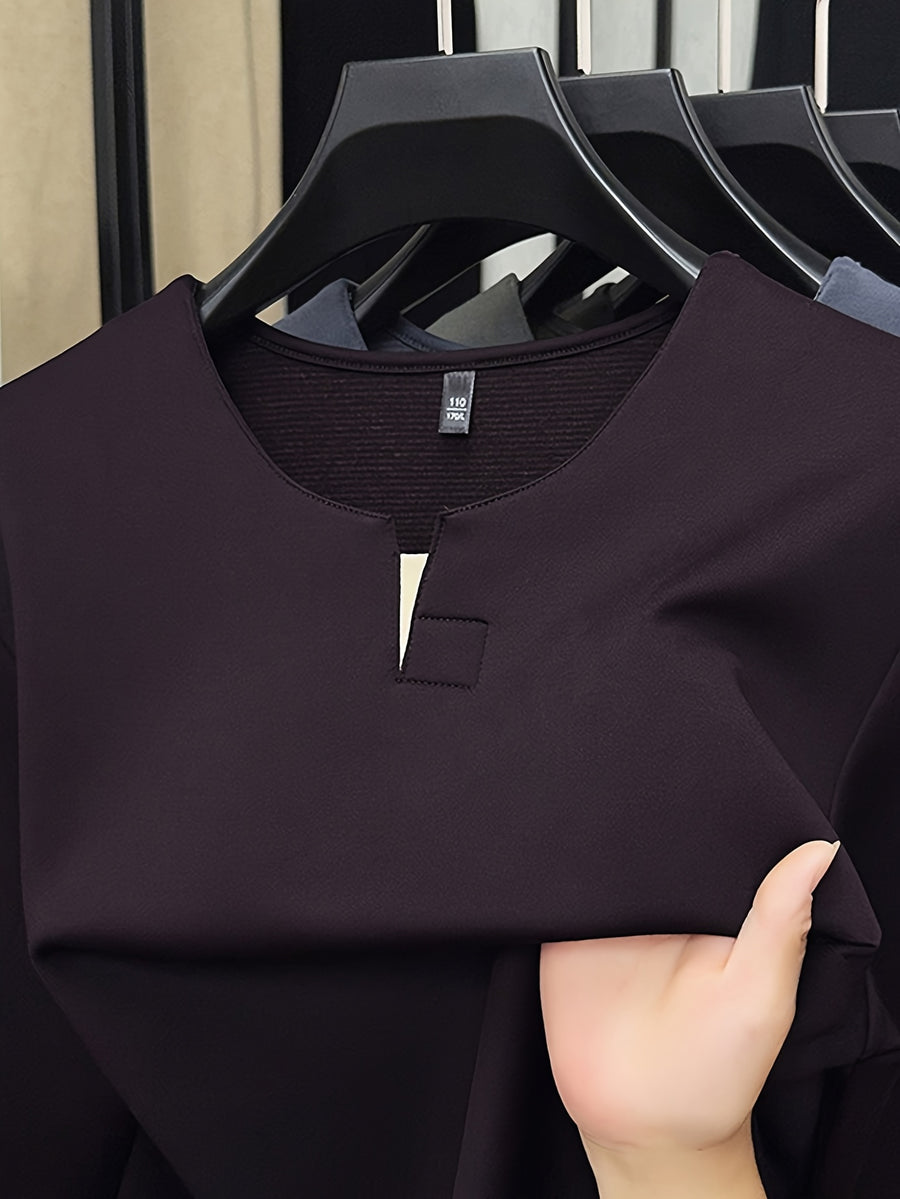 Spring/Autumn New Fashion Slim Fit Men'S Small V-Neck Long Sleeve Sweatshirt Comfortable Skin-Friendly Main Push Style - SINBOS - Dark Purple