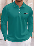 [Printed Design - No Texture] Men'S Casual Long-Sleeve Polo Shirt, Suitable for Daily Wear, Office Business Casual, And Outdoor Activities - Multicolor A