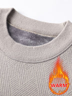 Minimalist Urban Fleece Round Neck Sweater Warm Daily Commute, Knit - Camel