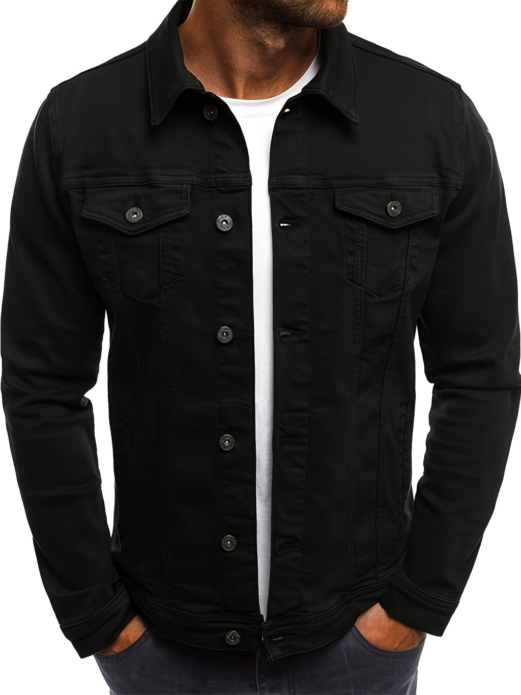 High-End Fashion Boutique Denim Jacket - Black