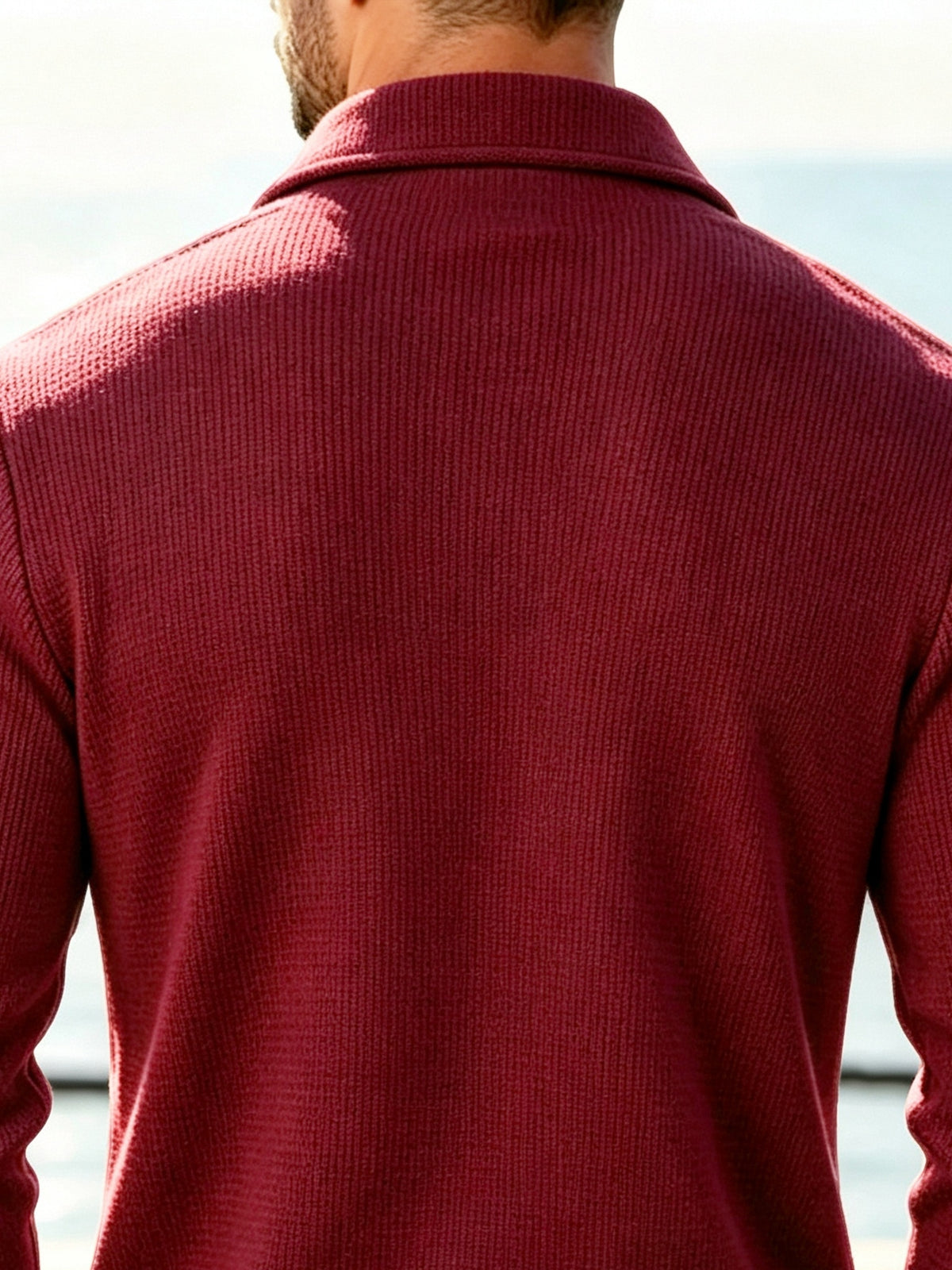 Men'S Spring Autumn New Waffle Check Blazer Collar Cardigan Single Button Double Pocket Business Casual All-Match Long Sleeve Jacket, Knit Soft Comfortable Fashion Solid Color Outerwear Suitable for Daily Outings, Dates, Holidays, And Travel - Wine Red (upgrade)