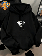 Fashion Hip Hop Print Fashion Brand Casual Versatile Sports Drawstring Pocket Hooded Men'S Sweater, Men'S Autumn And Winter Cute Casual Style, Sports Style Fashion Loose Hoodie, Daily Casual Wear - Black