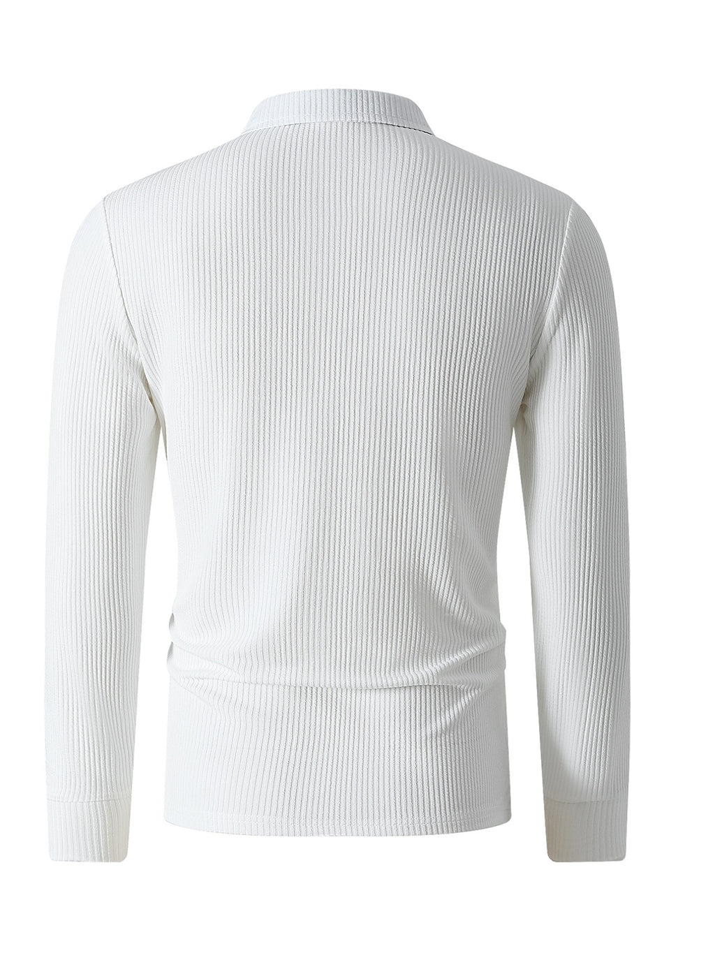 Autumn/Winter Men's Long-Sleeve Lapel Outdoor Casual Sport Half-Zip Printed Polo Shirt - White