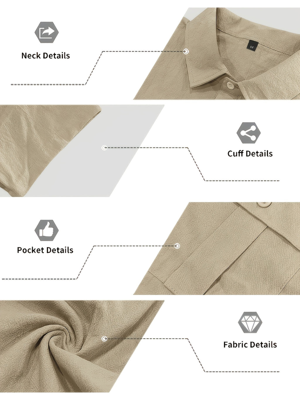 [Pearson OBM] Milan New Men'S Lapel Long Sleeve Shirt Light Luxury Premium Casual Loose All-Match Top Suitable for Seaside Vacation Beach Outing Travel Walking Daily Commute City Outing Date Party Home Wear Fresh Neat Comfortable Durable Good-Lookin - Khaki 1