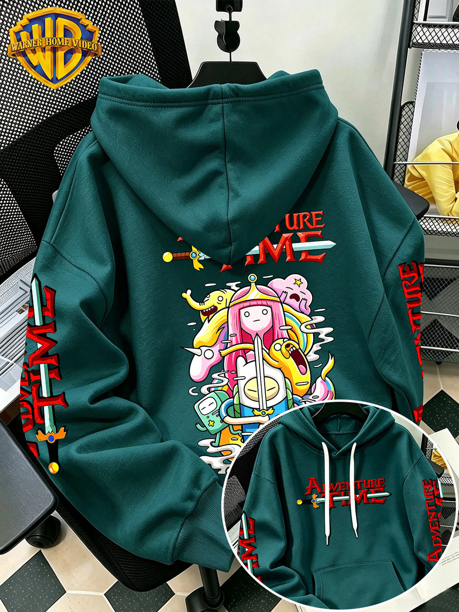 By Warner Bros., 2026 New Adventure Treasure Print, Men's Hoodie, Hooded Sweatshirt, Kangaroo Pocket and Drawstring Hat, Suitable for Daily and Outdoor Sports Wear, Autumn and Winter Warm Jacket, Fashionable Jacket - Green