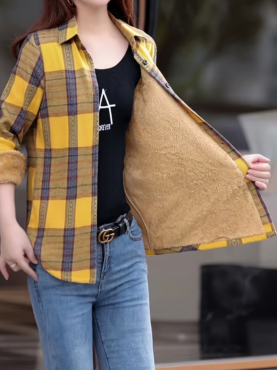 Spring And Autumn Fashion Fleece Shirt - Yellow