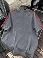 Men's Short-sleeve T-shirt Featuring a Superman Shattered "S" Logo Vintage Print, with an American Vintage Washed and Distressed Design. Suitable for Outdoor Sports and Daily Commuting, and Machine Washable - Unisex - Grey