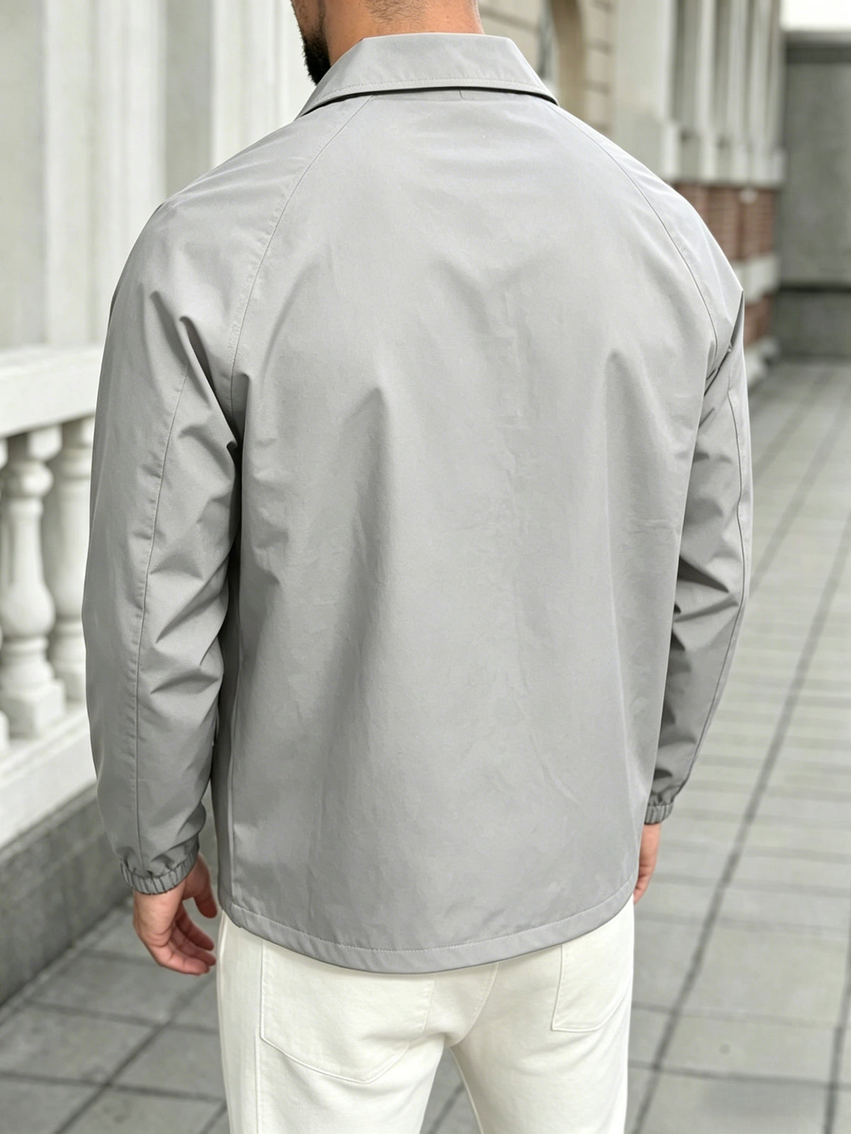 [Villa Le Water OBM] Autumn Men'S Badge Embroidered Shield Blazer, Suitable for Work, Outdoor Wear - Light Grey