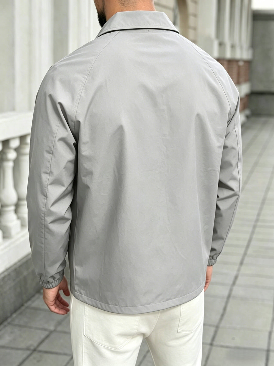[Villa Le Water OBM] Autumn Men'S Badge Embroidered Shield Blazer, Suitable for Work, Outdoor Wear - Light Grey