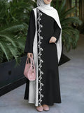 New Middle Eastern Style Muslim Elegant Robe, Featuring Middle Eastern Ethnic-inspired Prints and Maxi Dress Design, Suitable for Eid Al-Fitr and Eid Al-Adha. This Loose, Comfortable, and Breathable Long-sleeve Dress Is Perfect for Commuting - Mixed colors