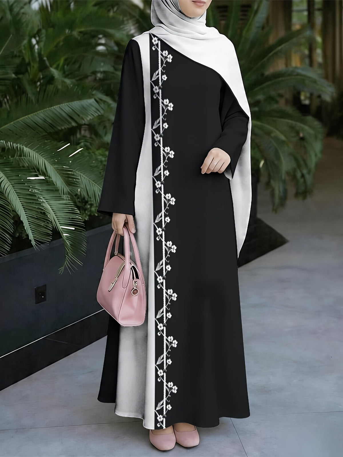 New Middle Eastern Style Muslim Elegant Robe, Featuring Middle Eastern Ethnic-inspired Prints and Maxi Dress Design, Suitable for Eid Al-Fitr and Eid Al-Adha. This Loose, Comfortable, and Breathable Long-sleeve Dress Is Perfect for Commuting - Mixed colors