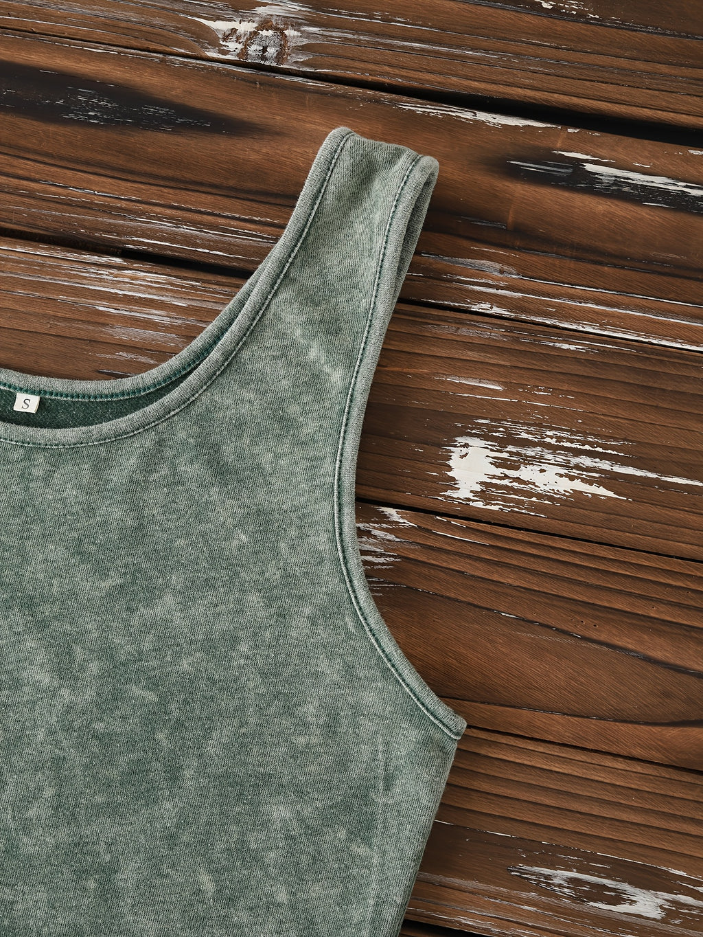 Ladies' Fashion Trend Fried Snowflake Washed - Angel Creative Pattern Printed Sleeveless Vest - Dark Green