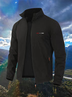 2026 New Men'S Outdoor Mountain Wind Sports Jacket, Lightweight Comfortable Ski Wear, High Quality, Fashionable Red And White Stripe Element Design, Suitable for Spring And Autumn Wear, Outdoor Sports Essential - Black