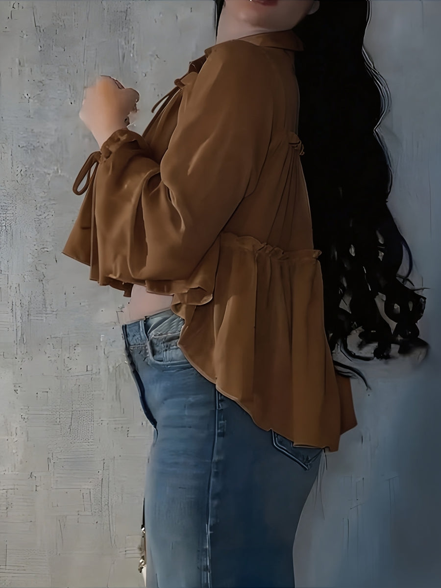 Women's Chiffon Shirt Vacation Beach Shirt - 【Brown】