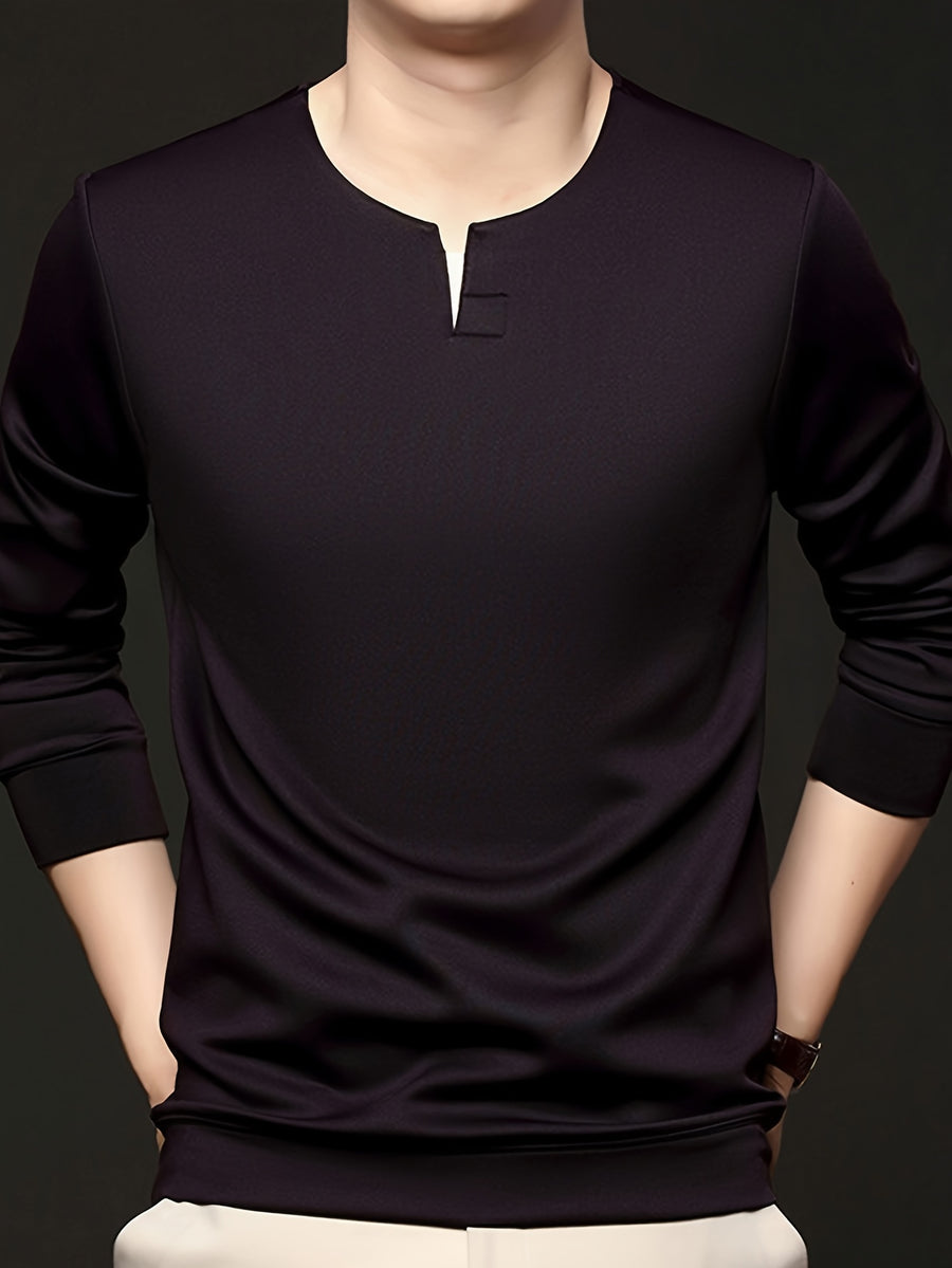 Spring/Autumn New Fashion Slim Fit Men'S Small V-Neck Long Sleeve Sweatshirt Comfortable Skin-Friendly Main Push Style - SINBOS - Dark Purple