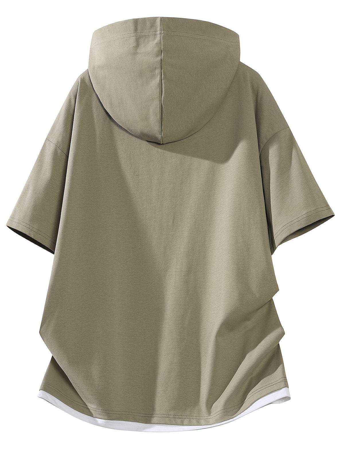 Hooded Short-Sleeve T-Shirt, New Summer Fashion V-Neck Men's Top, Casual Sportswear for Men - Gray Green