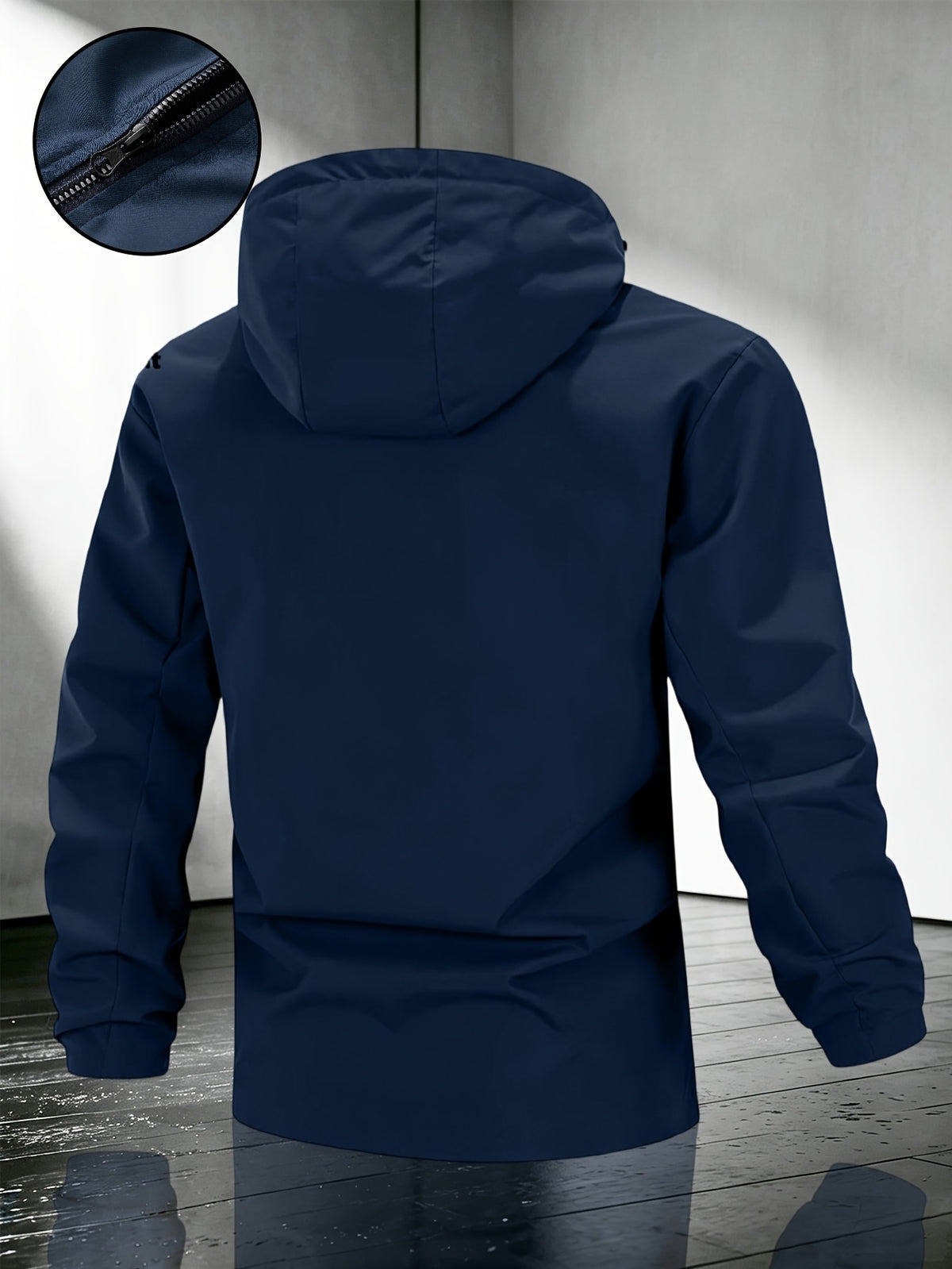 Men'S Solid Color Hooded Jacket | Solid Multi-Functional Style Lightweight Trench Coat, Suitable for Spring And Autumn, for Daily Commute And Street Style; Universal Fit, Regular Fit. -5639 - Dark Blue