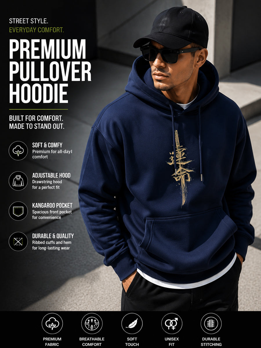 Men's 1pc Anime Straw Hat Pirate Hooded Sweatshirt - Large Front Vintage Iconic Characters Print Hoodie Jacket, Suitable for Commuting/Casual Wear, Gift for &, Machine Washable 1pc-Themed Outerwear - Navy Color