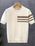 Printed Design – Not Textured/Embroidery/Sequins. Men's Summer Color-block Knitwear with Crew Neck and Ribbed Details, Casual Outdoor Style, Suitable for Summer - Mixed Colors 21