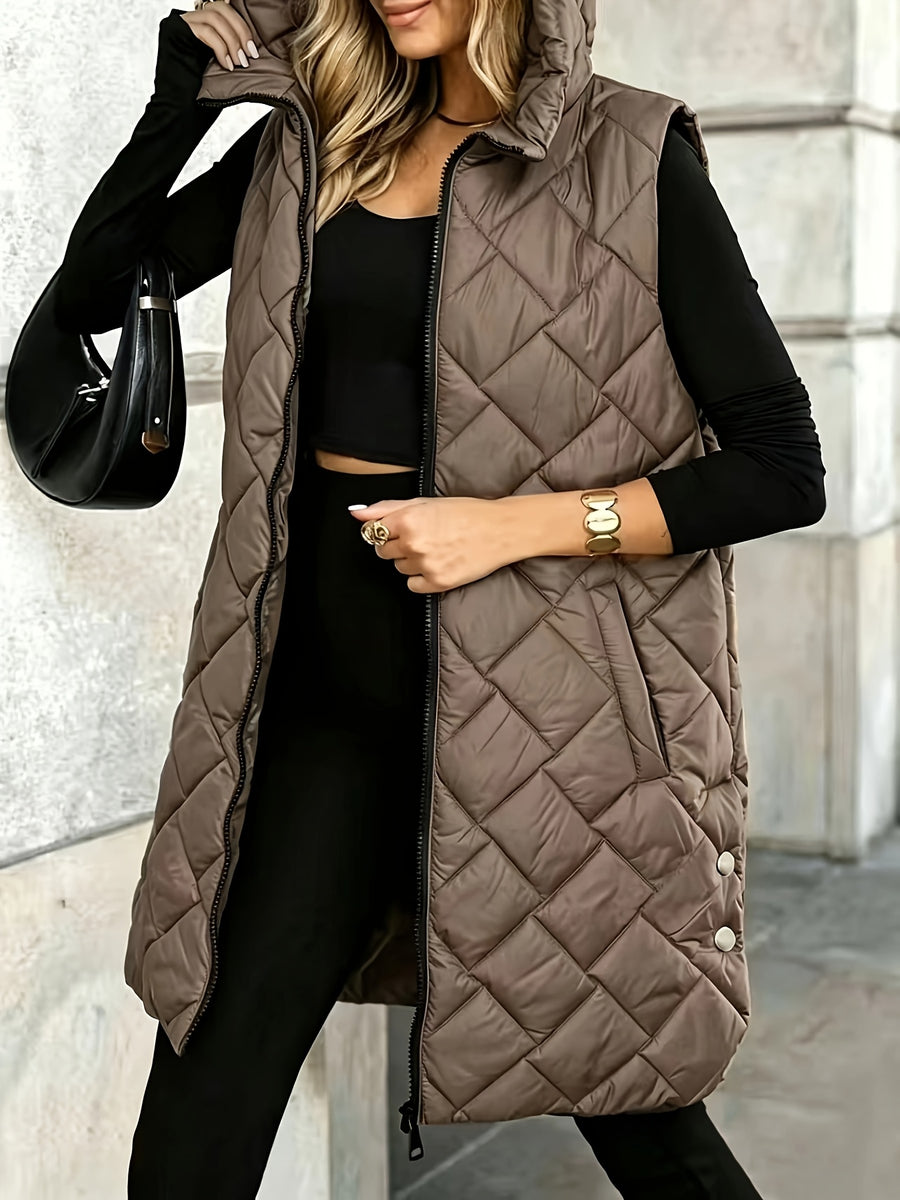 Women'S Casual Vest Jacket - Coffee Color