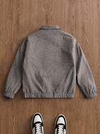 Men's Vintage Plaid Lapel Jacket, a Versatile Shirt-collar Outerwear for Daily Casual Wear in Spring and Autumn, Suitable for Everyday Work Settings, a Harrington Style Lightweight Men's Casual Sport Jacket - Khaki