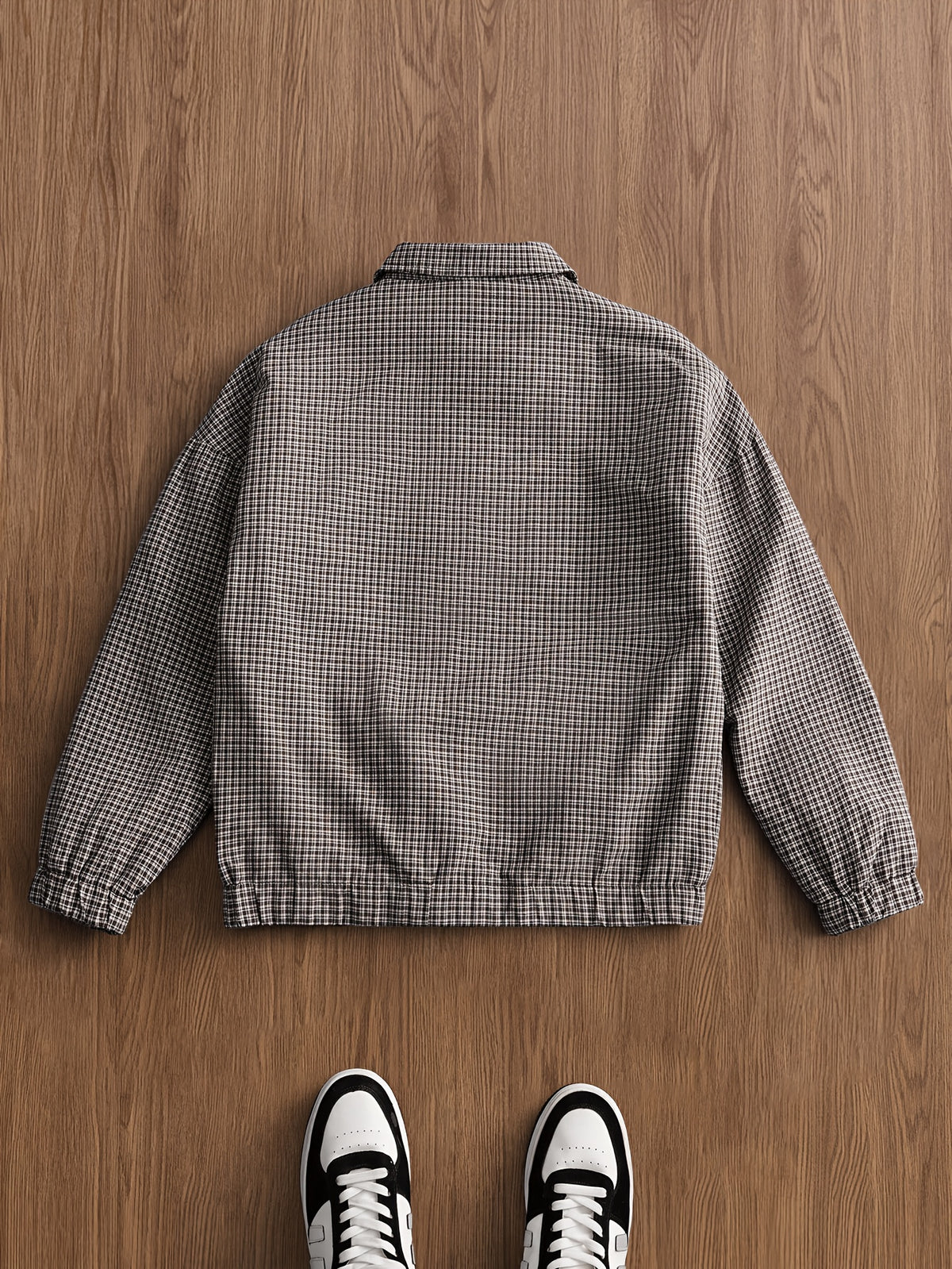 Men's Vintage Plaid Lapel Jacket, a Versatile Shirt-collar Outerwear for Daily Casual Wear in Spring and Autumn, Suitable for Everyday Work Settings, a Harrington Style Lightweight Men's Casual Sport Jacket - Khaki