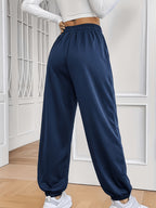 Plus Size Women'S Elastic Cuffed Jogger Pants - Navy Color