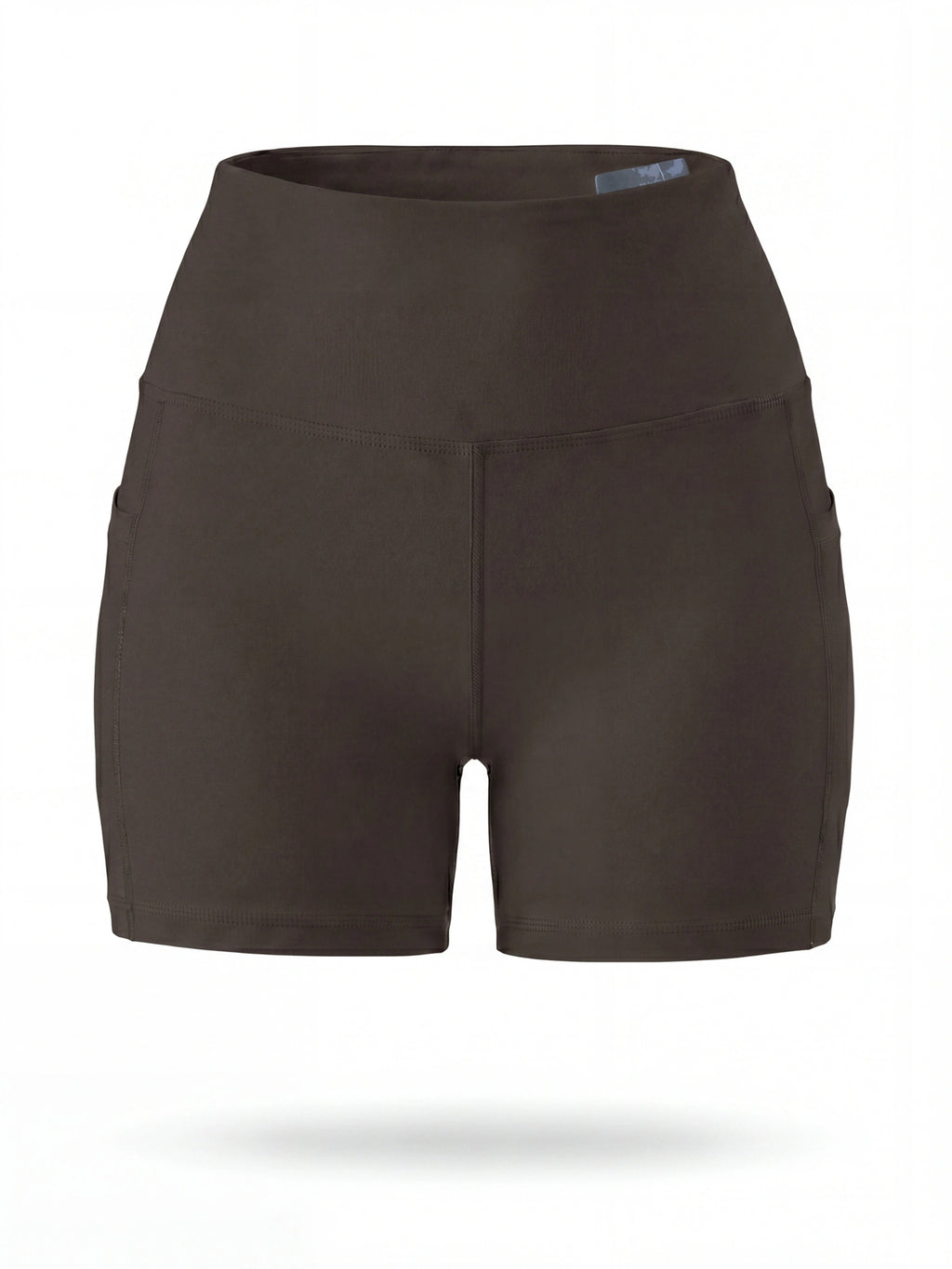 Summer Fashion Women's High-Waist 3-Inch Shorts with Pockets, Moisture-Wicking Summer Style - Anti-See-Through, Tummy Control, Non-Slip Waistband - Dark Brown