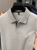 [Star Prosperity Selection] Spring/Autumn Men'S Lapel Polo Shirt, Fashionable Easy Top Solid Color Base Layer, Business Casual Long Sleeve T-Shirt, Best Gift for Friends And Relatives - Light Apricot