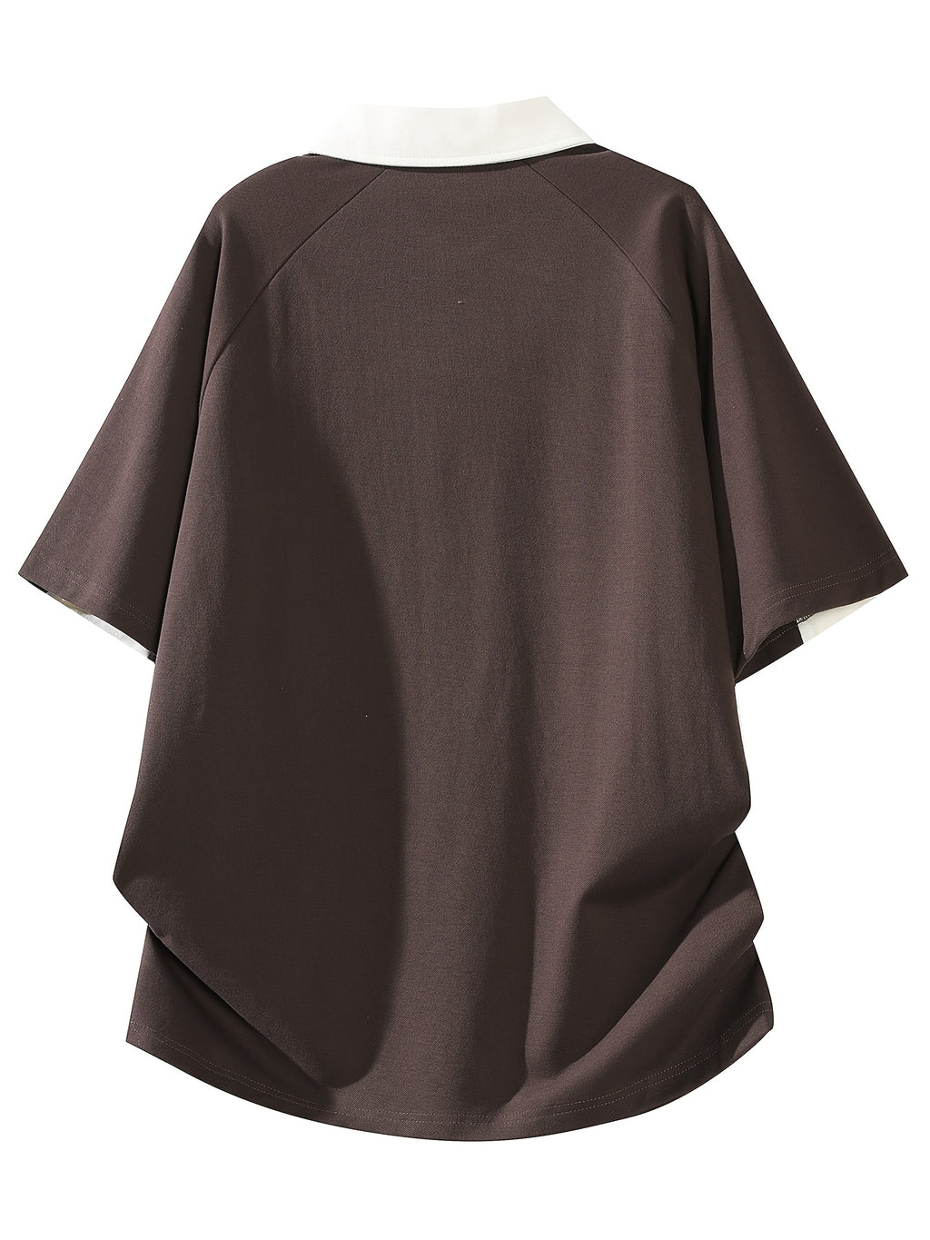 Spring Summer Men'S Mature Versatile Polo Shirt, Contrast Color Patchwork Short Sleeve, Casual Athletic Top - Mocha Brown