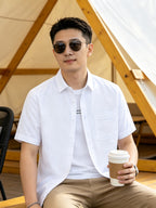 Men'S Casual Short Sleeve Shirt, Loose Easy Fit, Lightweight Breathable, Daily Summer Versatile Top - White
