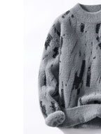 SENMEIGUO 2026 Autumn And Winter Men'S Mink Faux Fur Semi High Neck with Fleece Warm And Fashionable Casual Bottom Top - Grey