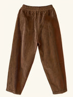 Plus Size - Plus Size - Women'S Elegant Wide-Leg Corduroy Harem Pants - Tapered Design with Pockets, All-Season Corduroy Trousers, Suitable for Casual And Formal Occasions - Coffee Color