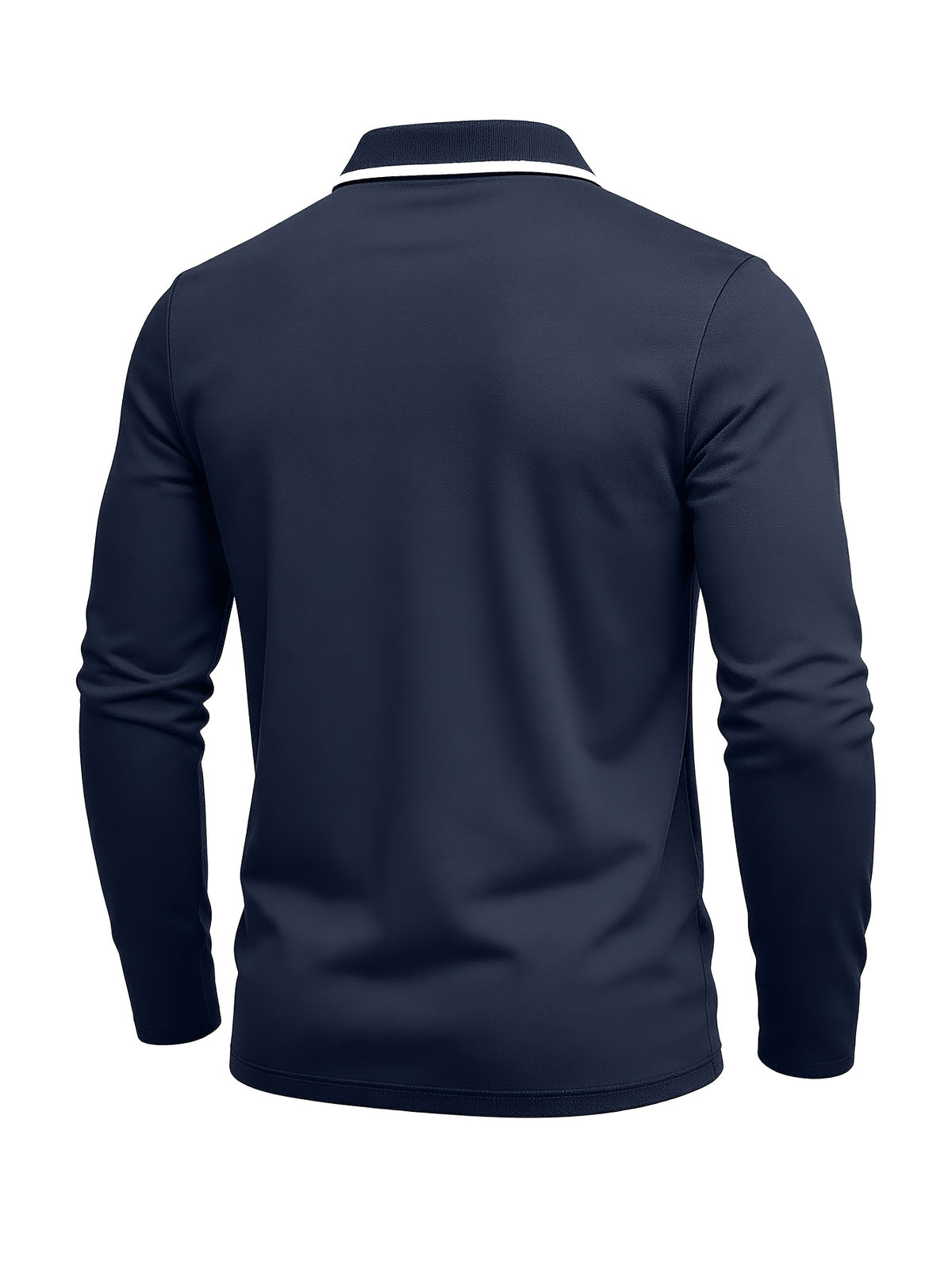 Autumn Cross-Border American Men'S Long Sleeve Polo Shirt Men'S Base Layer Contrast Top - Royal Blue