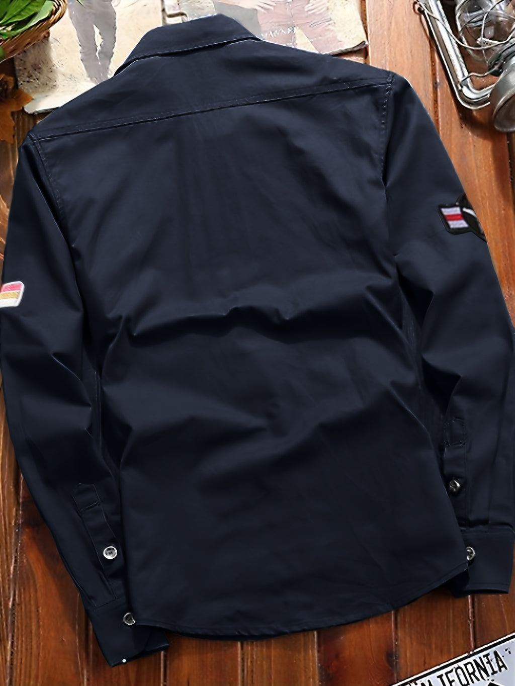 Men'S Long Sleeve Dress Shirt Business Casual Men'S Shirt Jacket Work Outerwear Shoulder Epaulet Jacket Men'S Handsome Youth School Solid Color Coat Comfortable Casual Versatile Tall Slimming Coat Top Thanksgiving Christmas Gift - Navy Color