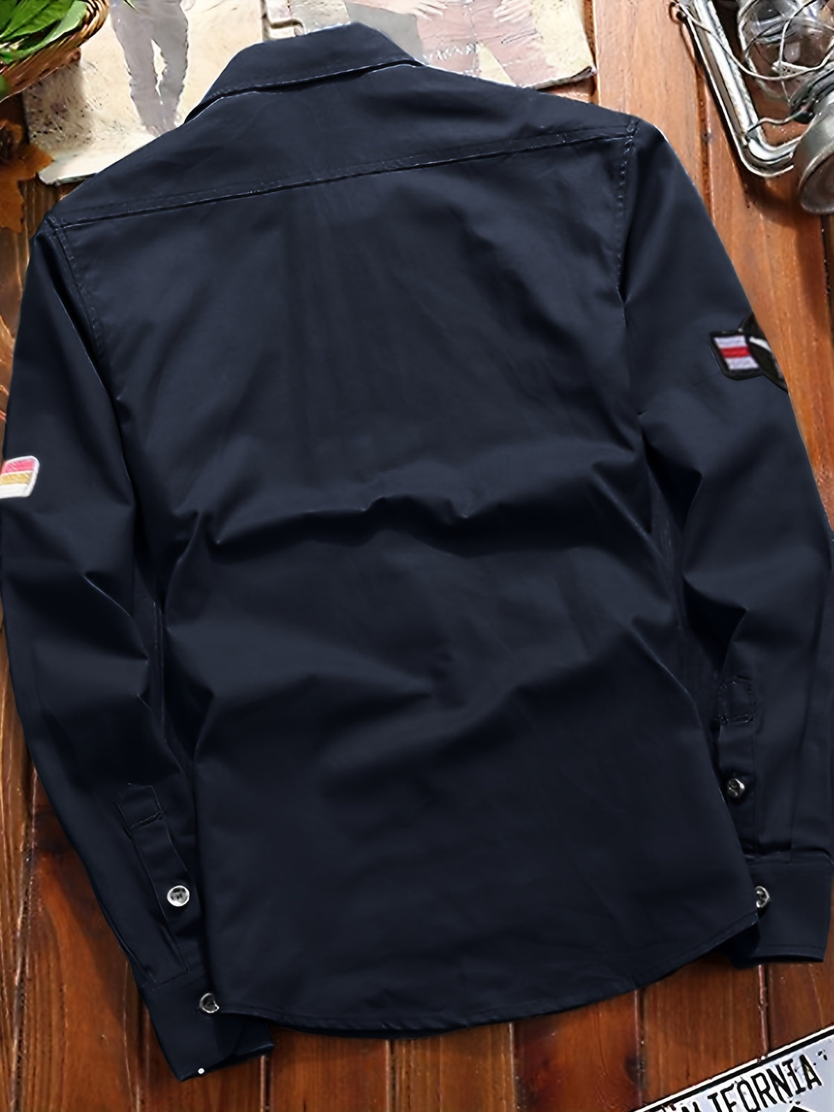 Men'S Long Sleeve Dress Shirt Business Casual Men'S Shirt Jacket Work Outerwear Shoulder Epaulet Jacket Men'S Handsome Youth School Solid Color Coat Comfortable Casual Versatile Tall Slimming Coat Top Thanksgiving Christmas Gift - Navy Color