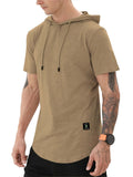 Men'S Short Sleeve Hoodie T-Shirt - Camel