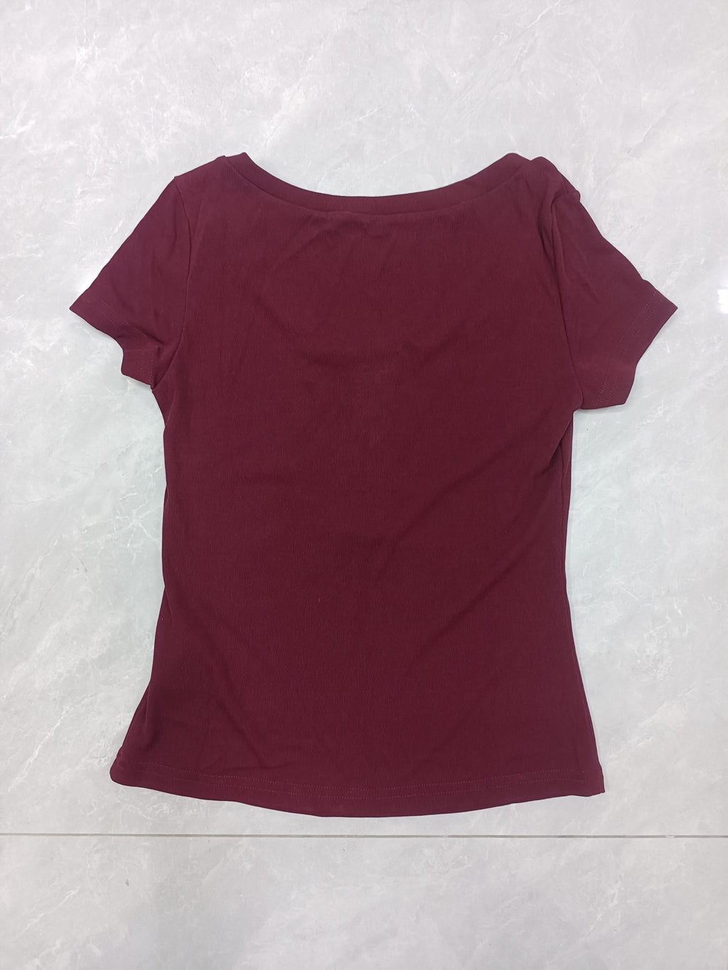 2026 Printed Elastic Women'S T-Shirt Spring And Summer Fashionable Travel Preferred Retro Style Letter Print Button Placket Short-Sleeved Slim Top - Maroon 2