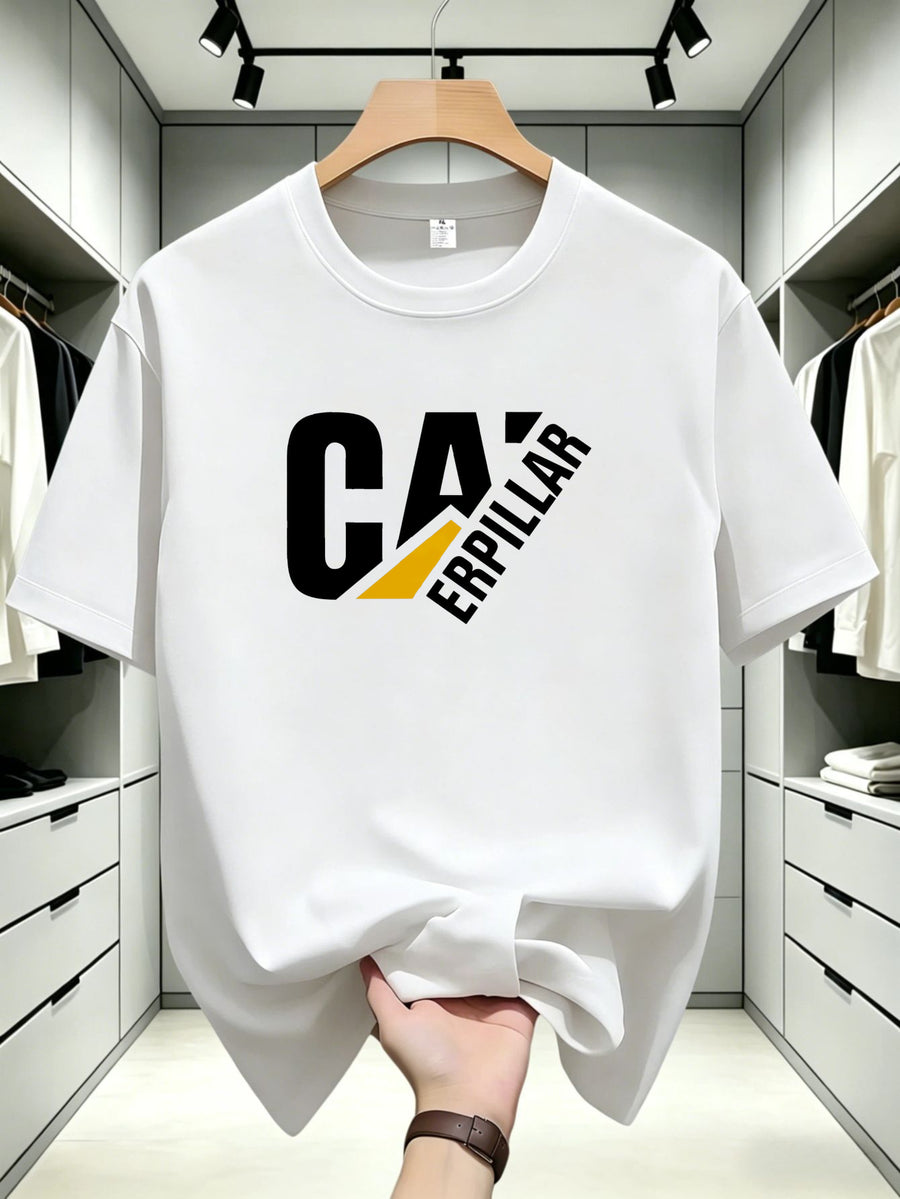 Hit Product Comfortable Men's T-shirt Cat Erpillar Fashion Design Printed T-shirt Casual Leisure Fashion Trend - White