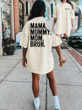 Letter Print Crew Neck Tee Dress, Casual Short Sleeve Dress for Spring & Summer, Women's Clothing - Apricot