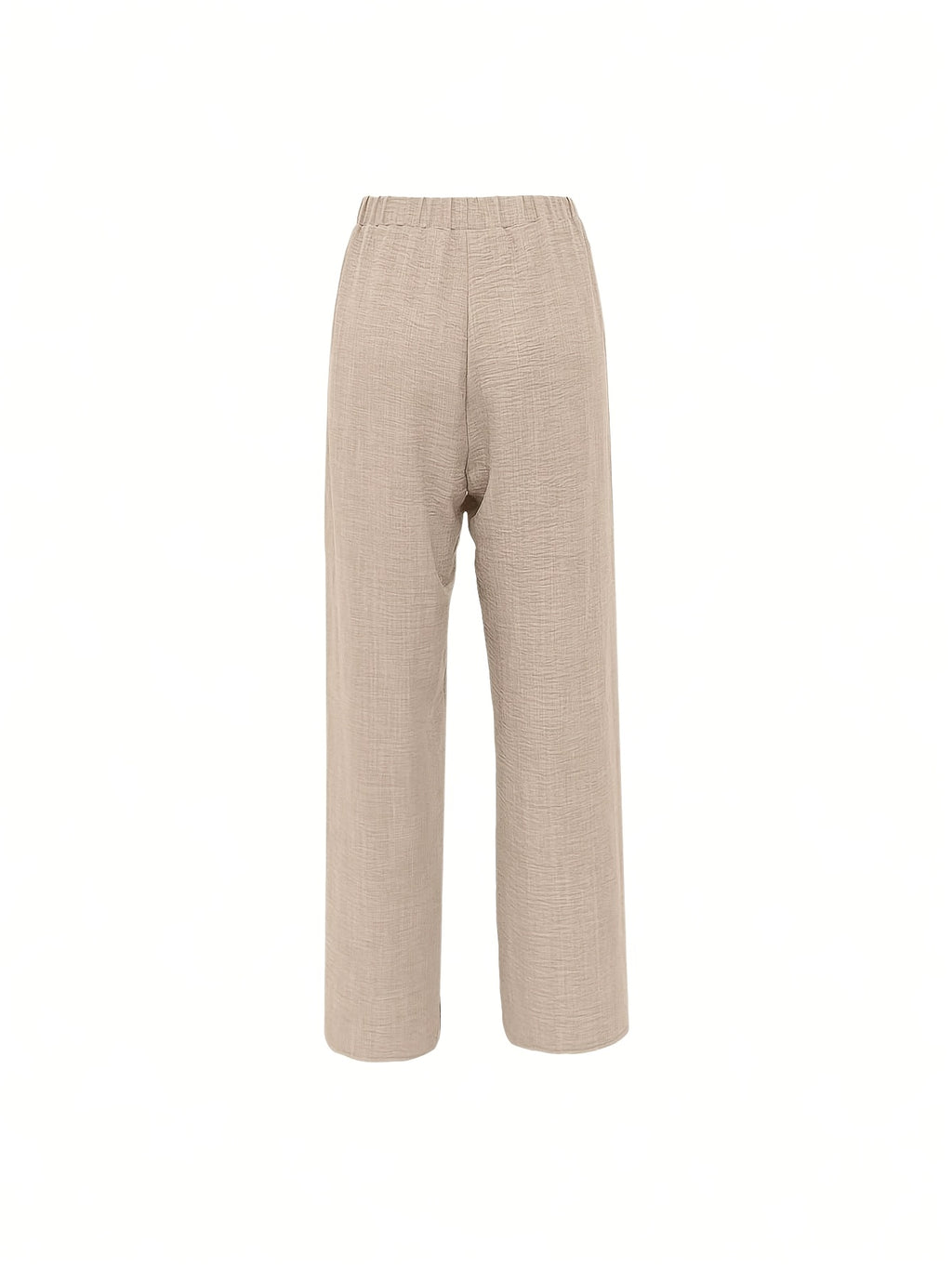 Women'S Solid Color Long Pants, Side Seam Lace Trim, Casual Wear, Loose Trousers - Apricot