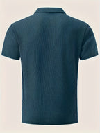 2026 Men's Summer Color-Block Polo Shirt, Available in Multiple Colors, Suitable for Home, Business, Office, and Golf - Blue Navy